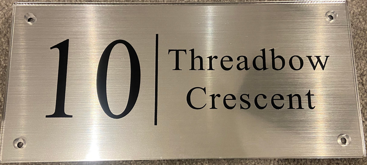 CUSTOM HOUSE SIGN NUMBER STREET SIGN SILVER GLASS EFFECT ACRYLIC ADDRESS DOOR WALL PLAQUE