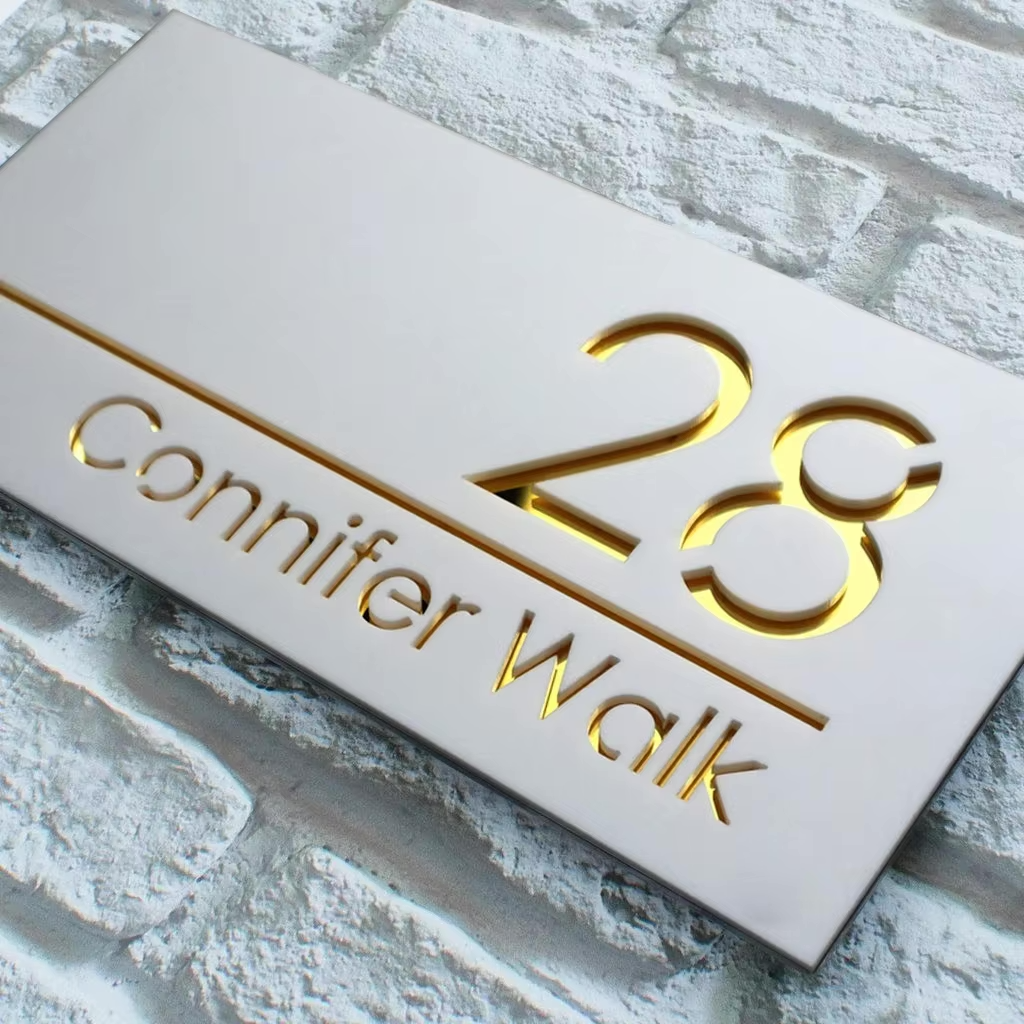 CUSTOM MODERN HOUSE SIGN NUMBER STREET SIGN ACRYLIC ADDRESS DOOR WALL PLAQUE