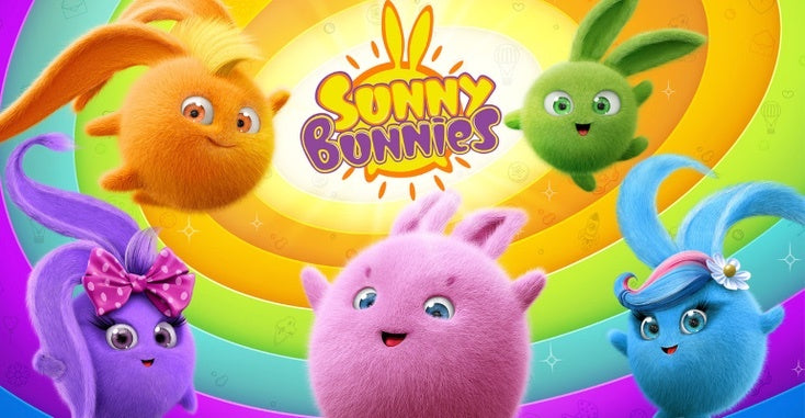 SUNNY BUNNIES COLOURED BALLS PERSONALISED BIRTHDAY PARTY BANNER BACKDROP