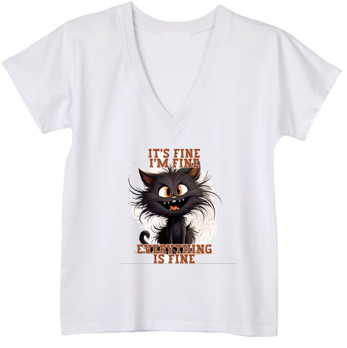 I'M FINE, EVERYTHING IS FINE NOVELTY TSHIRT T-SHIRT COTTON WHITE COMIC FUNNY