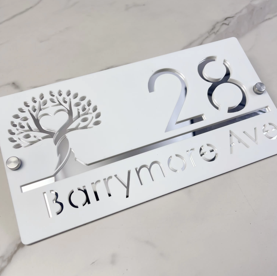 CUSTOM HOUSE SIGN NUMBER STREET SIGN TREE OF LIFE ACRYLIC ADDRESS DOOR WALL PLAQUE