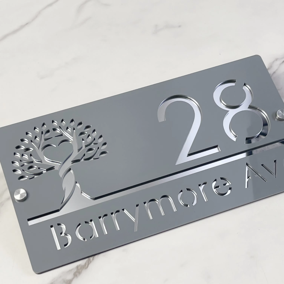 CUSTOM HOUSE SIGN NUMBER STREET SIGN TREE OF LIFE ACRYLIC ADDRESS DOOR WALL PLAQUE