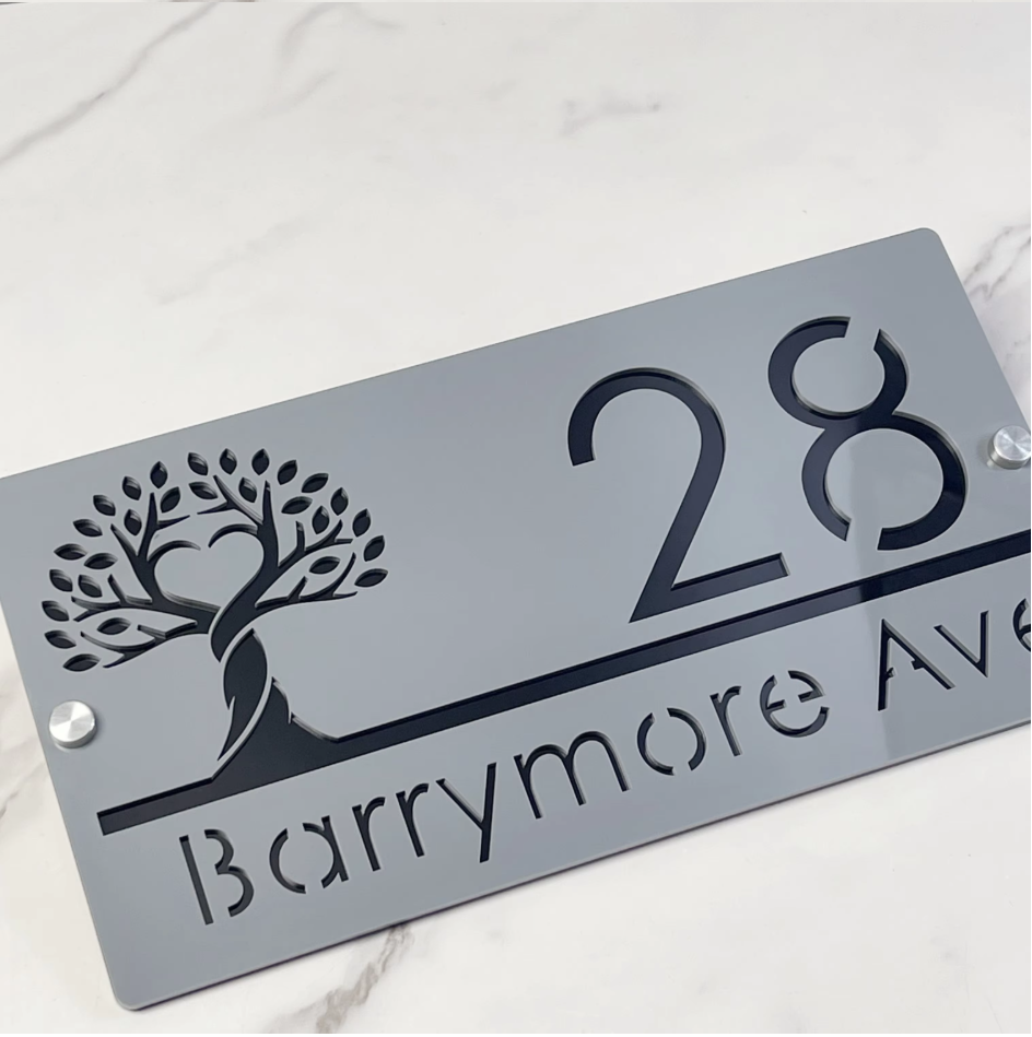 CUSTOM HOUSE SIGN NUMBER STREET SIGN TREE OF LIFE ACRYLIC ADDRESS DOOR WALL PLAQUE