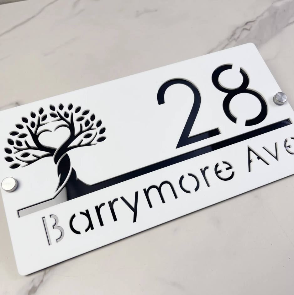 CUSTOM HOUSE SIGN NUMBER STREET SIGN TREE OF LIFE ACRYLIC ADDRESS DOOR WALL PLAQUE