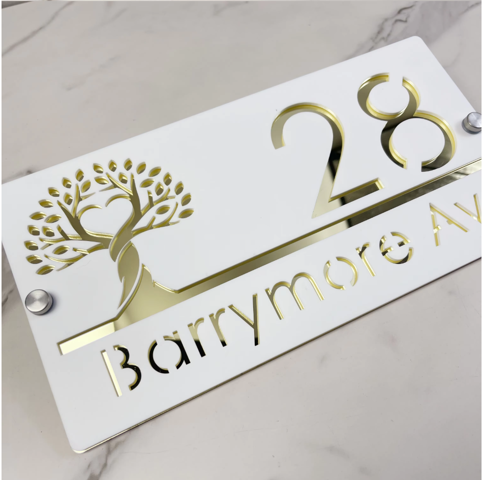 CUSTOM HOUSE SIGN NUMBER STREET SIGN TREE OF LIFE ACRYLIC ADDRESS DOOR WALL PLAQUE