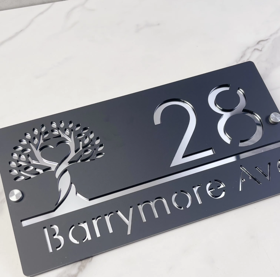 CUSTOM HOUSE SIGN NUMBER STREET SIGN TREE OF LIFE ACRYLIC ADDRESS DOOR WALL PLAQUE