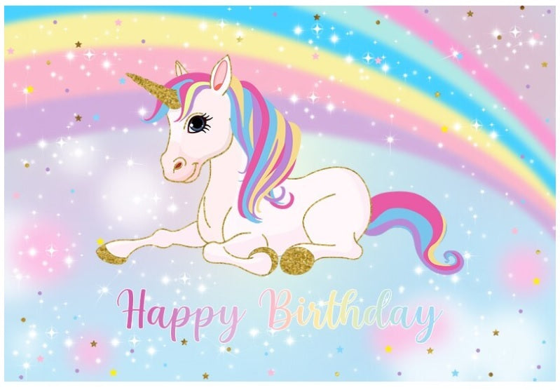 UNICORN SPIRIT ANIMAL RAINBOW PERSONALISED BIRTHDAY PARTY BANNER BACKDROP