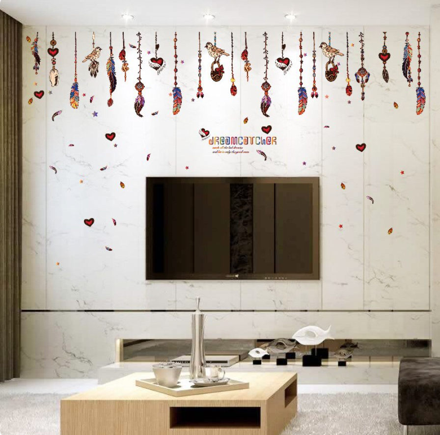 DREAMCATCHER FEATHERS BIRDS HEARTS STARS 3D WALL STICKER MURAL ART Decal