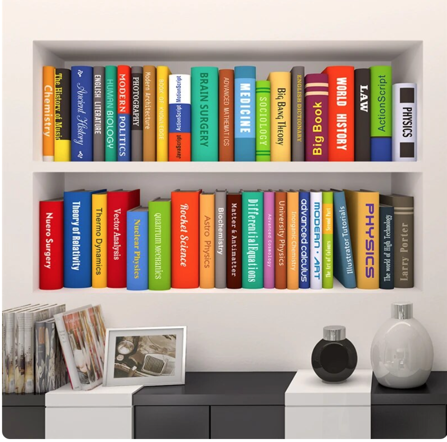 HOME DECOR BOOKS LIBRARY ENGLISH PHYSICS MEDICINE LAW WALL STICKER MURAL Decal