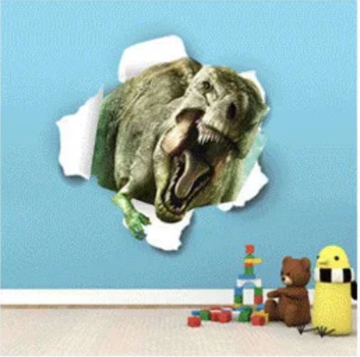 CHARGING T-REX WALL RIP DINOSAURS PARK PREHISTORIC 3D WALL STICKER MURAL Decal