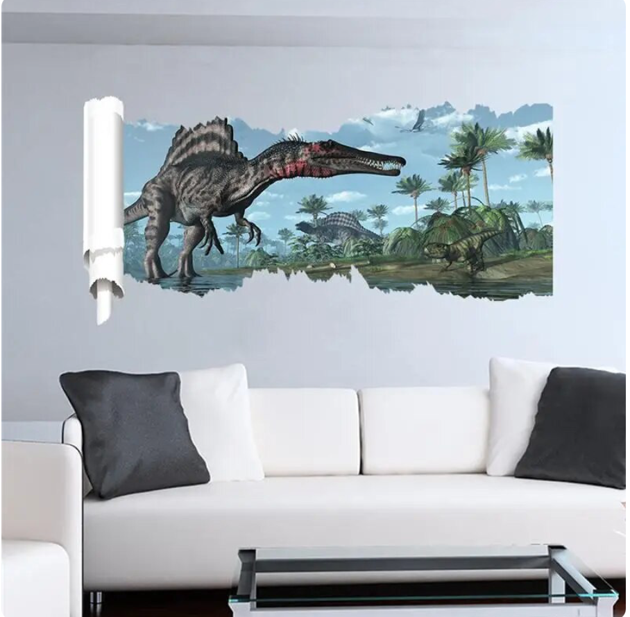 DINOSAURS SPINOSAURUS VELOCIRAPTOR 3D WALL STICKER MURAL ART Decal