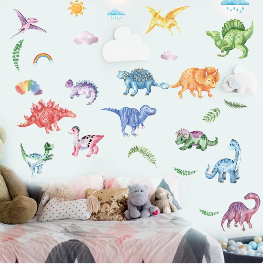 CUTE DINOSAUR T-REX TRICERATOPS VELOCIRAPTOR PTERANODON WALL STICKER MURAL Decal