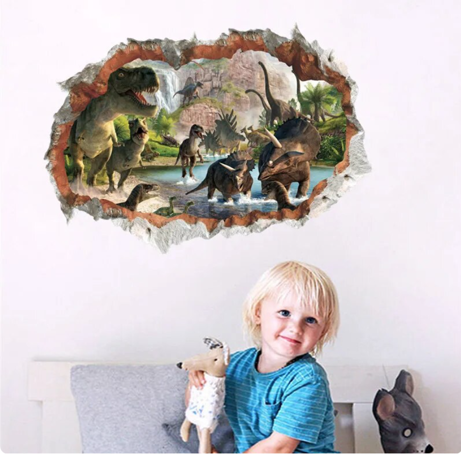 FIELD OF DINOSAURS PREHISTORIC LAND LAKE FOREST 3D WALL STICKER MURAL ART Decal