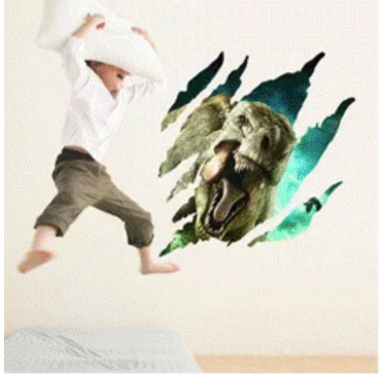 DINOSAUR WALL RIP T-REX CHARGING 3D WALL STICKER MURAL ART Decal
