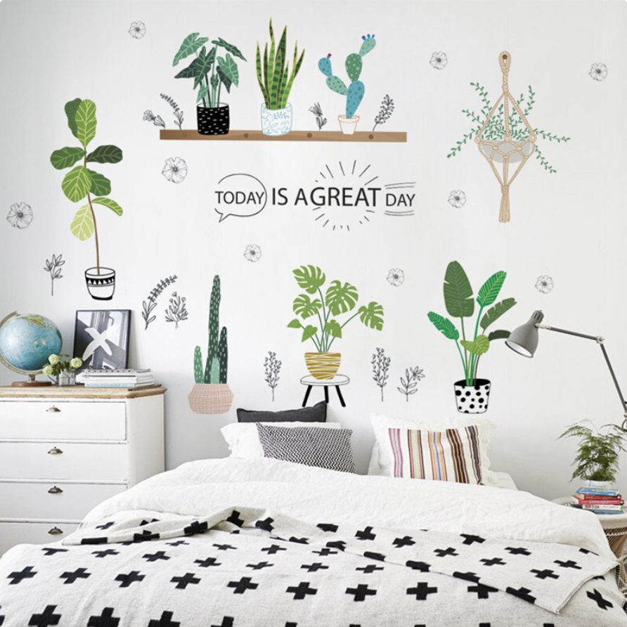 PLANTS NATURE FOLIAGE CATCUS FLOWERS 3D WALL STICKER MURAL ART Decal