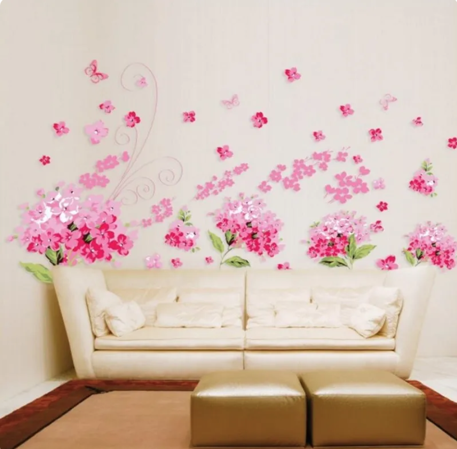 SAKURA FLOWERS CHERRY BLOSSOMS PINK 3D WALL STICKER MURAL ART Decal