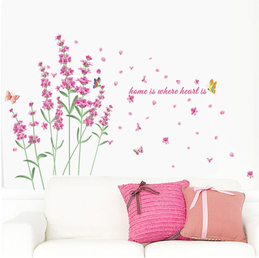 FLOWERS HOME IS WHERE THE HEART IS BUTTERFLY 3D WALL STICKER MURAL ART Decal