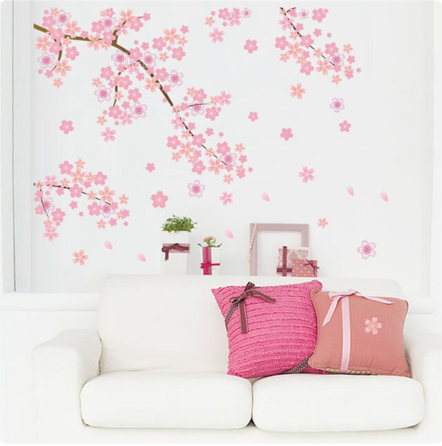 SAKURA CHERRY BLOSSOMS PINK FLOWERS 3D WALL STICKER MURAL ART Decal