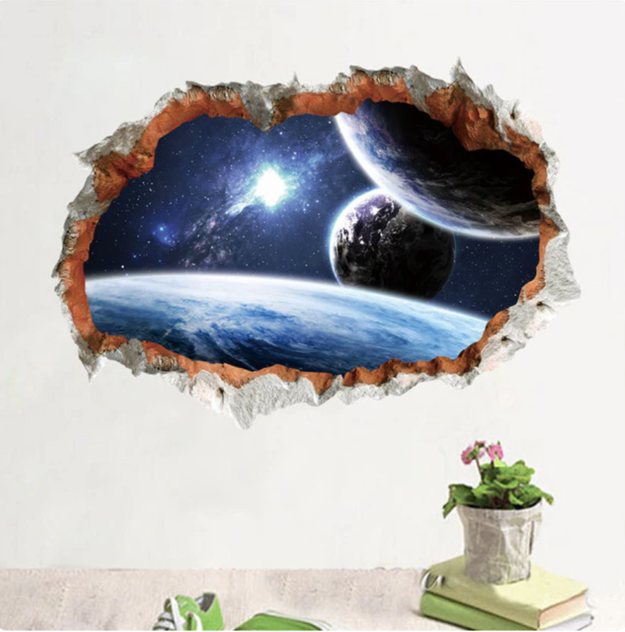 SPACE PLANETS STARS EARTH SOLAR SYSTEM 3D WALL STICKER MURAL ART Decal