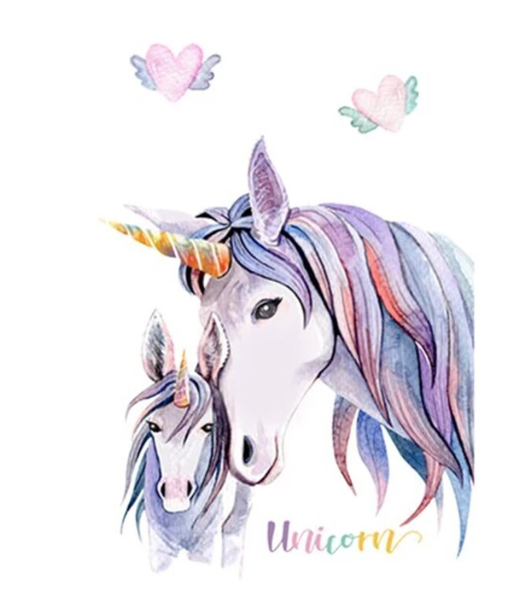 MAGICAL UNICORN AND BABY FLYING LOVE HES PASTEL COLOURS WALL STICKER MURAL Decal