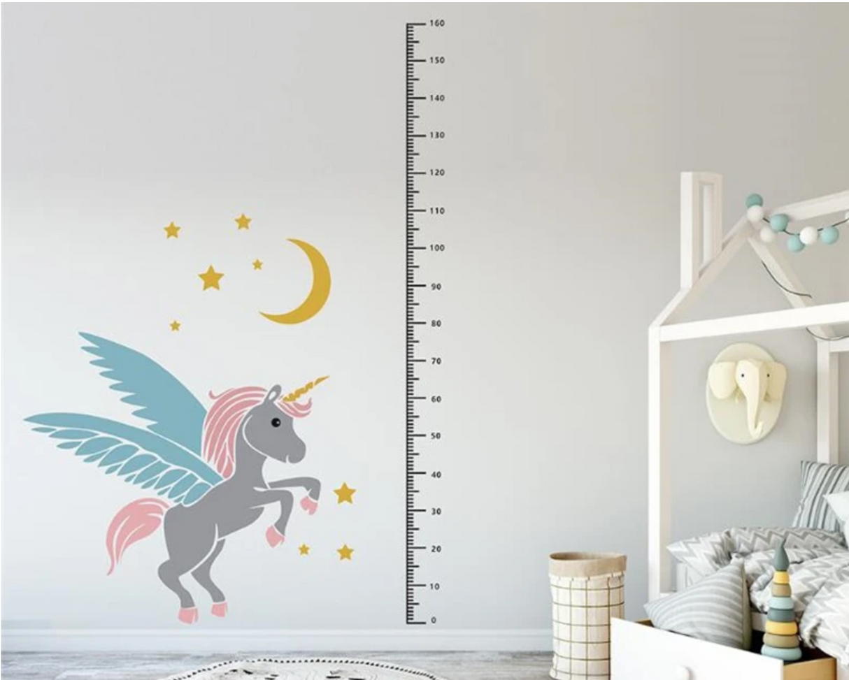 UNICORN HEIGHT CH FLYING HORSE MOON AND STARS 3D WALL STICKER MURAL Decal
