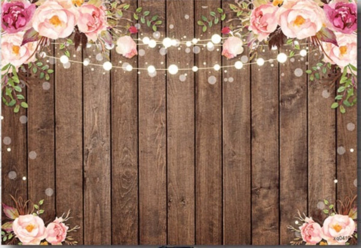 WEDDING ENGAGEMENT BRIDAL SHOWER WOOD PINK FLOWER BANNER BACKDROP DECORATION