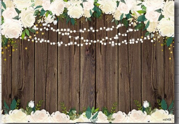 WEDDING ENGAGEMENT BRIDAL SHOWER WOOD WHITE FLOWER BANNER BACKDROP DECORATION