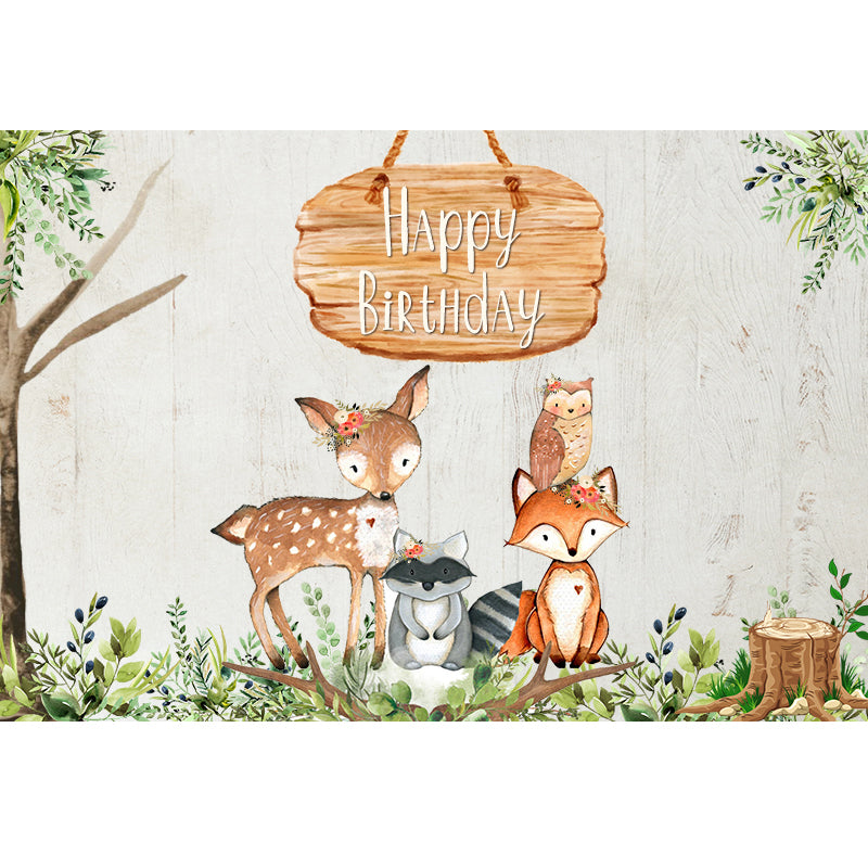 BABY ANIMALS DEER FOX BIRTHDAY SHOWER PARTY BANNER BACKDROP DECORATION