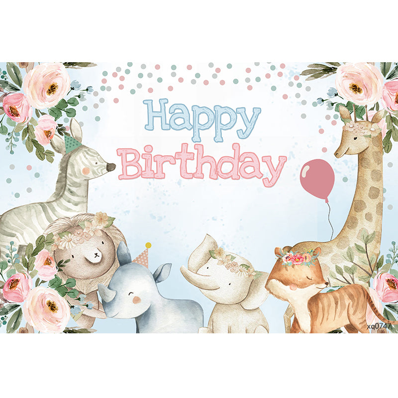 BABY ANIMALS ELEPHANT GIRAFFE BALLOONS BIRTHDAY SHOWER PARTY BANNER DECORATION