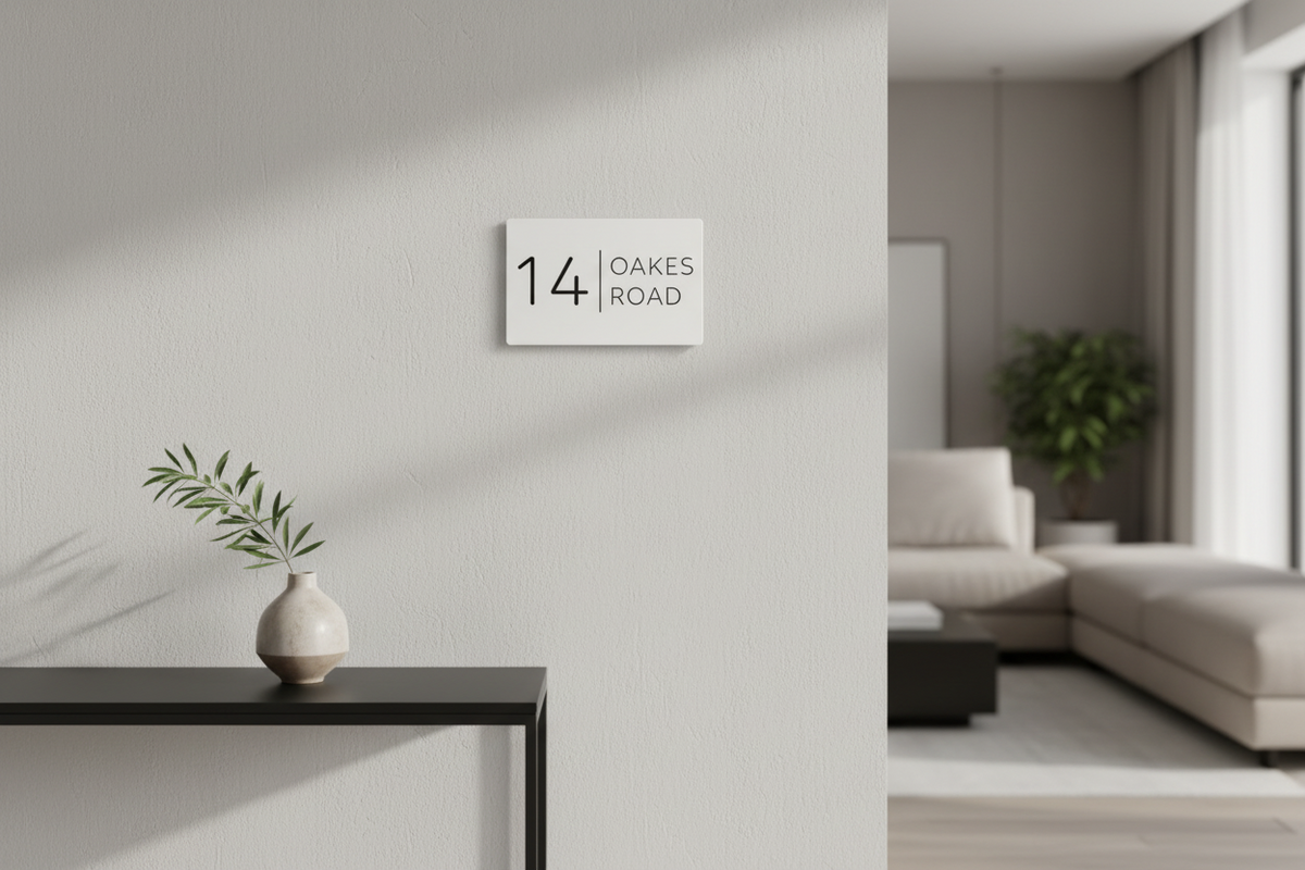 Custom Rectangle Acrylic House Sign | Personalised Number & Address Plaque