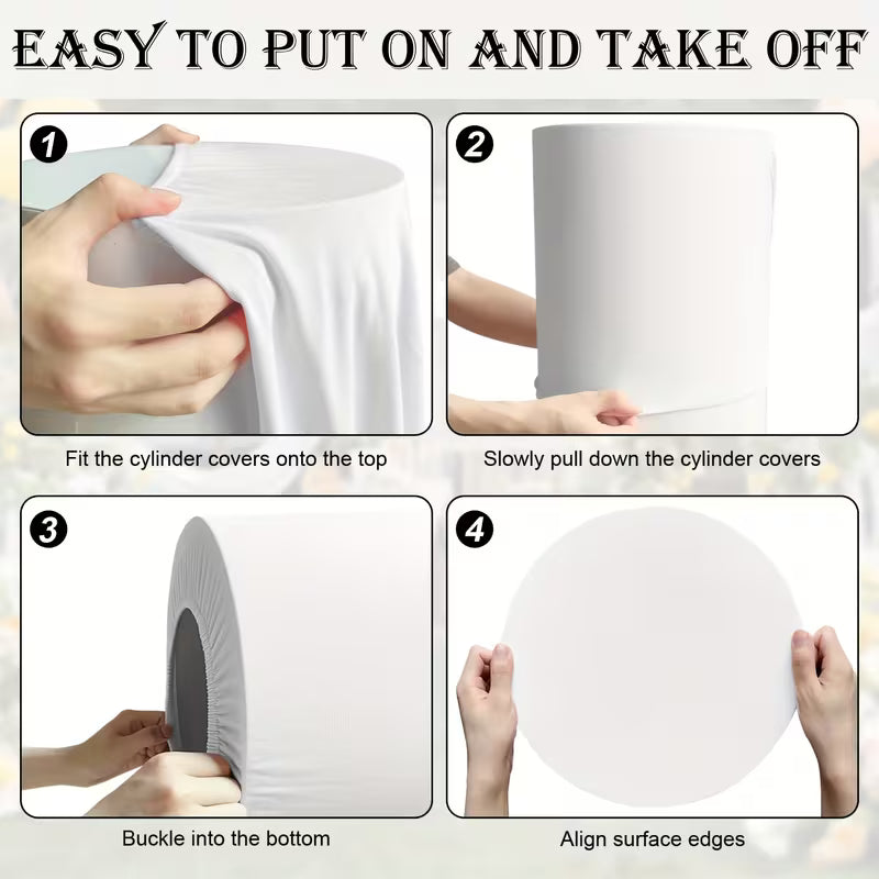 PERSONALISED CUSTOM ROUND PLINTH COVERS PARTY DECORATION CYLINDERS STANDS PEDESTALS