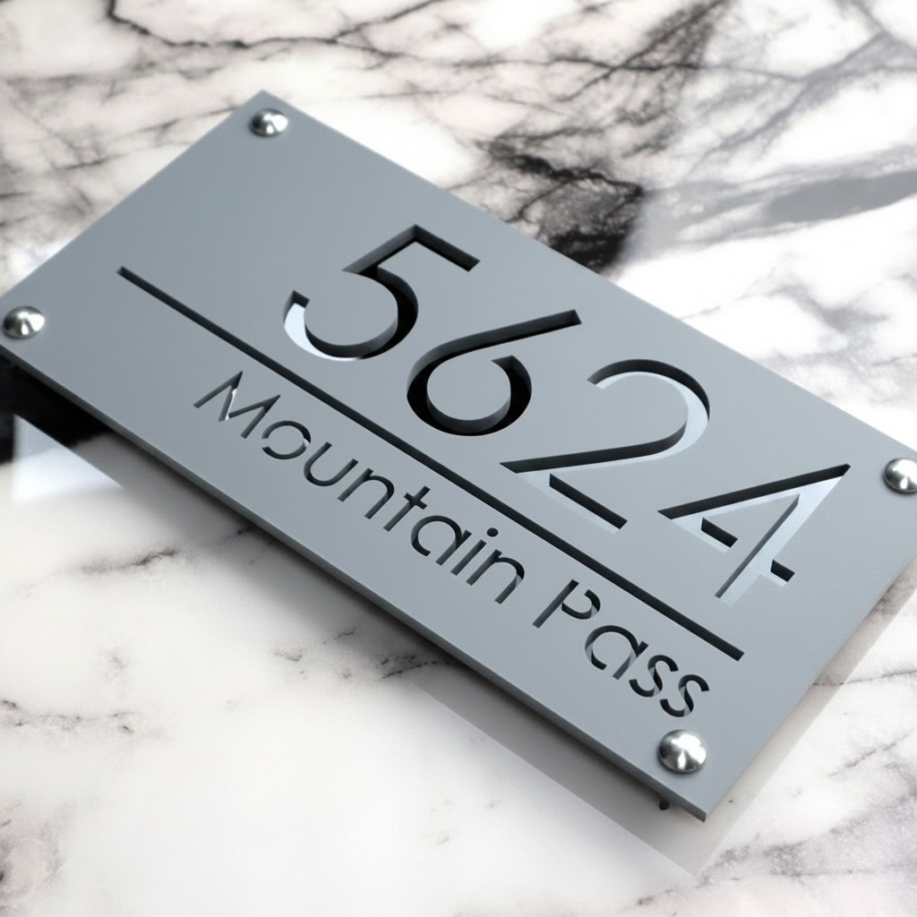 Custom Acrylic House Number Sign | Modern Street Address Plaque