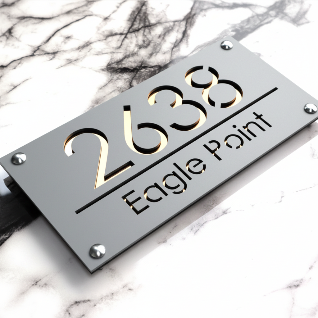 Custom Acrylic House Number Sign | Modern Street Address Plaque