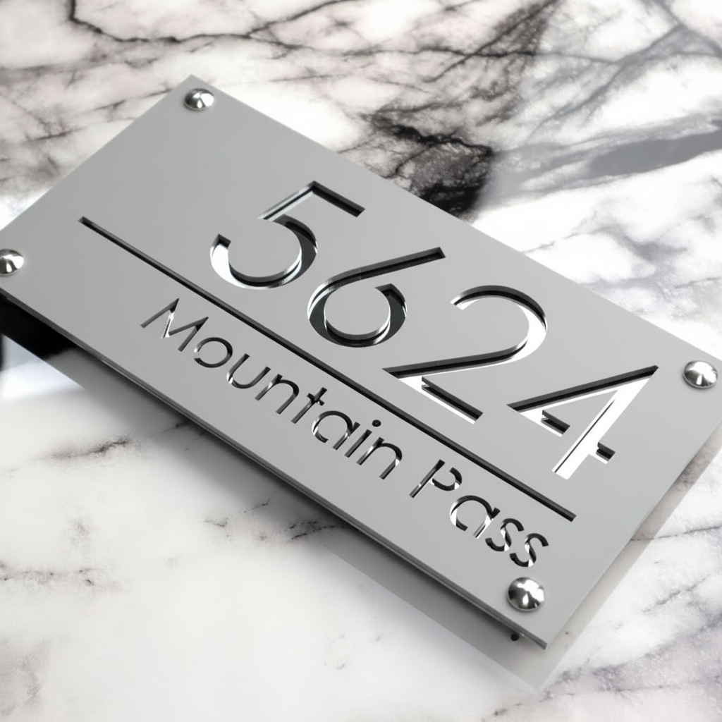 Custom Acrylic House Number Sign | Modern Street Address Plaque