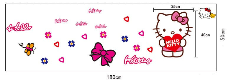 HELLO KITTY PINK PARTY HEARTS FLOWERS WALL STICKER MURAL ART Decal
