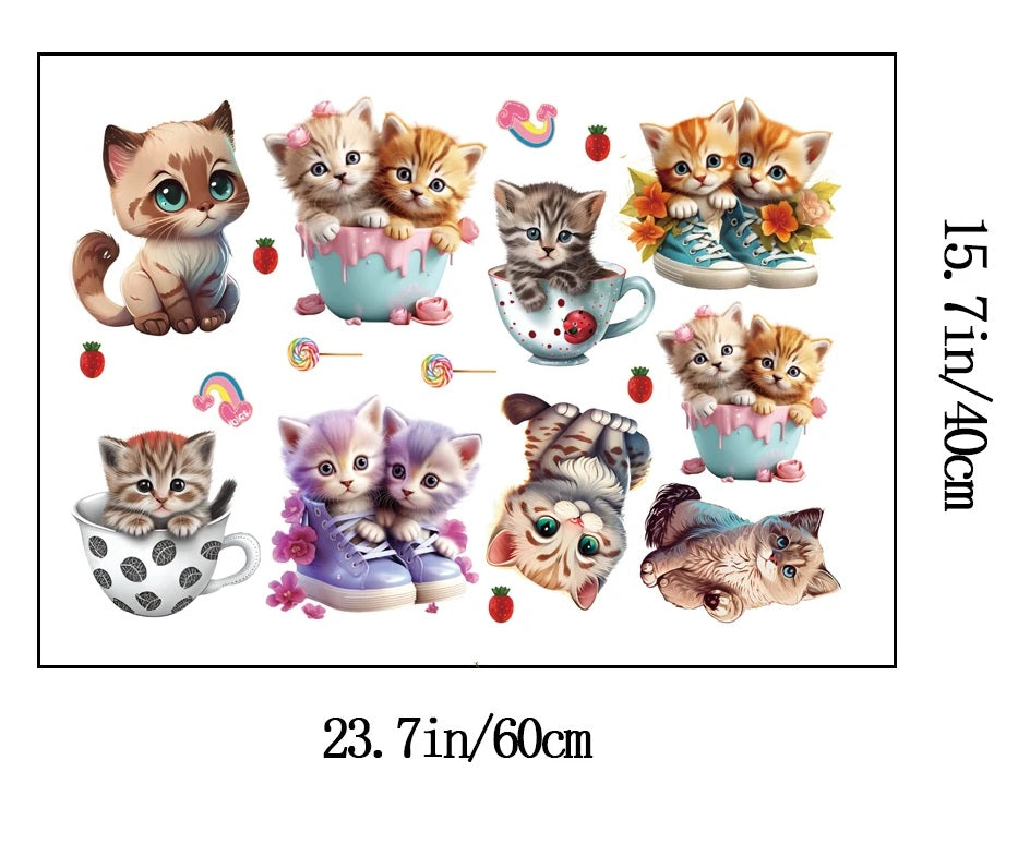 KITTEN CAT BUTTERFLY BEDROOM LIVING ROOM CHILDRENS KIDS WALL STICKER ART Decal