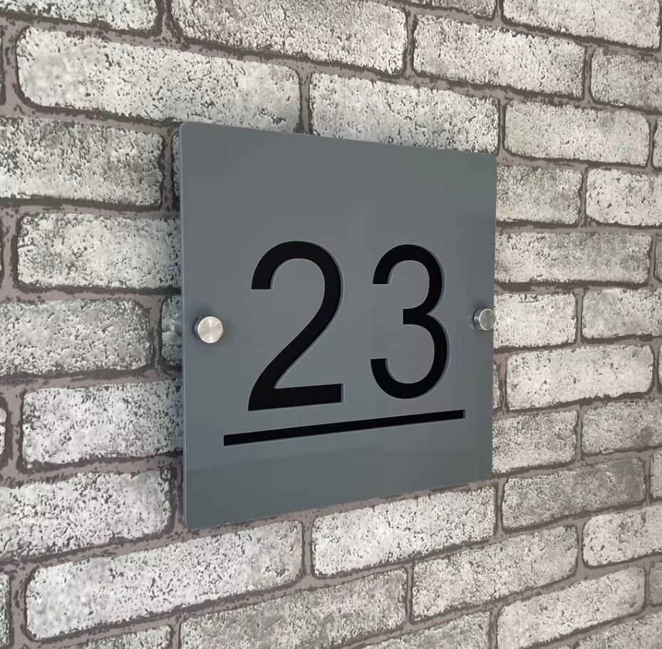 CUSTOM HOUSE SIGN SQUARE NUMBER STREET SIGN ACRYLIC ADDRESS DOOR WALL PLAQUE