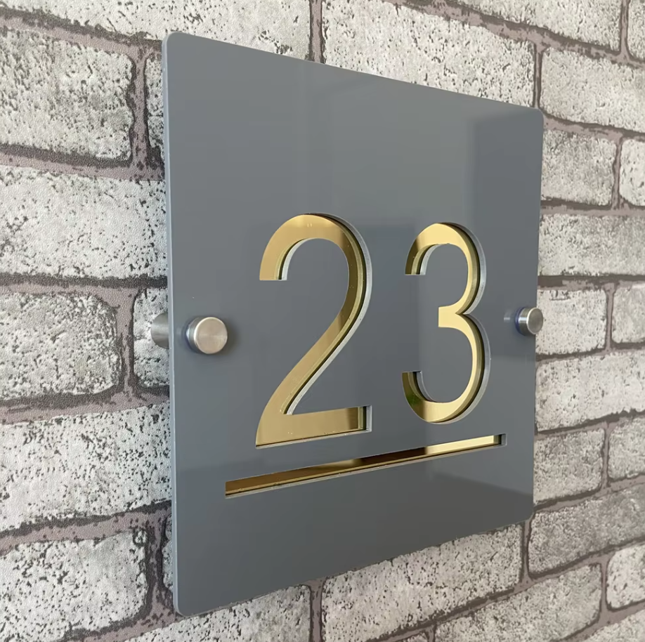 CUSTOM HOUSE SIGN SQUARE NUMBER STREET SIGN ACRYLIC ADDRESS DOOR WALL PLAQUE