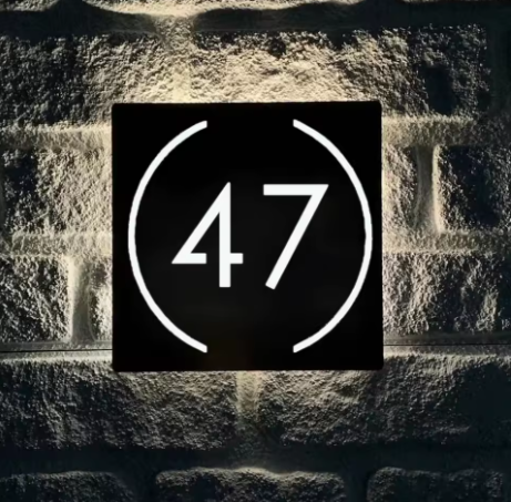 CUSTOM LED LIGHT UP SQUARE HOUSE SIGN NUMBER STREET SIGN ACRYLIC ADDRESS DOOR WALL PLAQUE