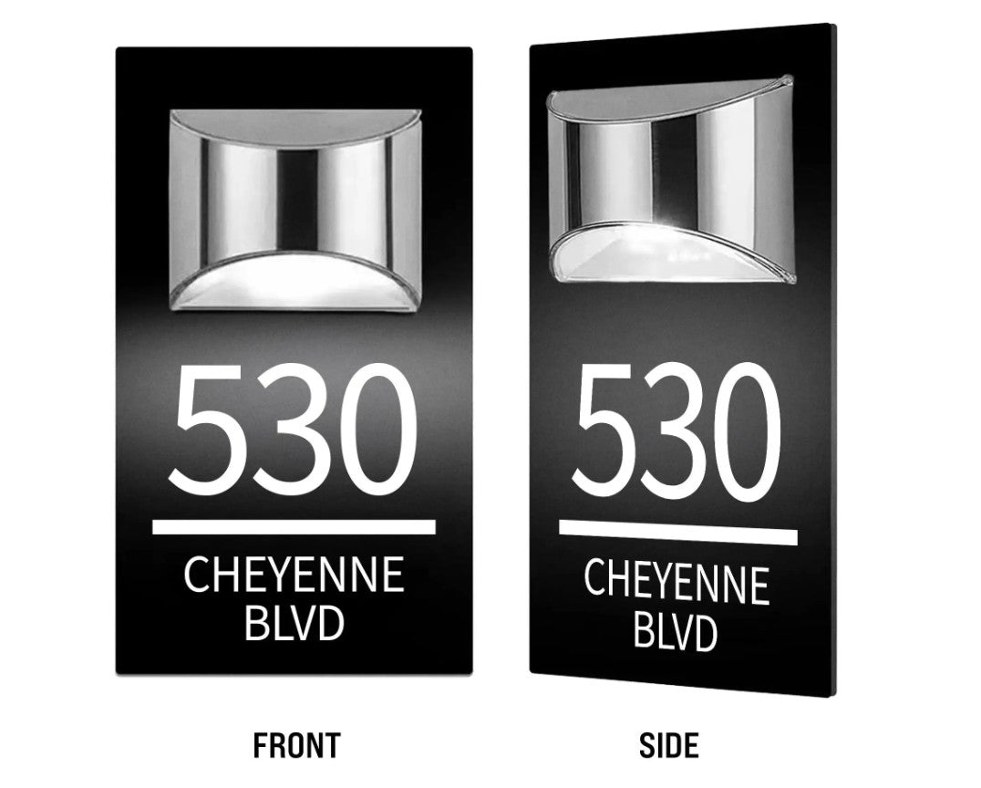 BLACK LED SOLAR POWERED OUTSIDE CUSTOM HOUSE SIGN NUMBER STREET HOUSE ADDRESS WALL SIGN