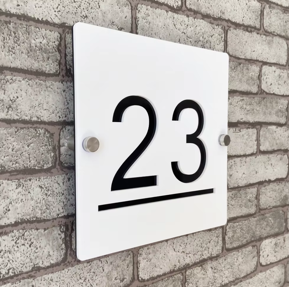 CUSTOM HOUSE SIGN SQUARE NUMBER STREET SIGN ACRYLIC ADDRESS DOOR WALL PLAQUE