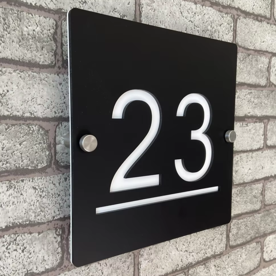 CUSTOM HOUSE SIGN SQUARE NUMBER STREET SIGN ACRYLIC ADDRESS DOOR WALL PLAQUE