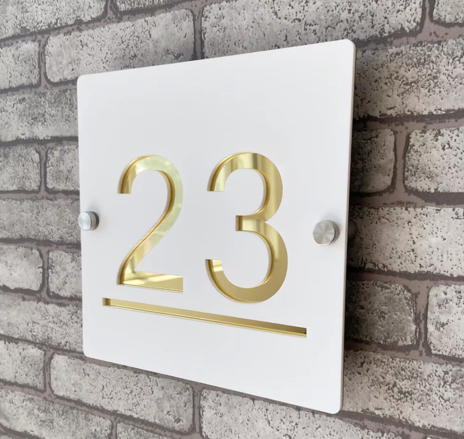 CUSTOM HOUSE SIGN SQUARE NUMBER STREET SIGN ACRYLIC ADDRESS DOOR WALL PLAQUE