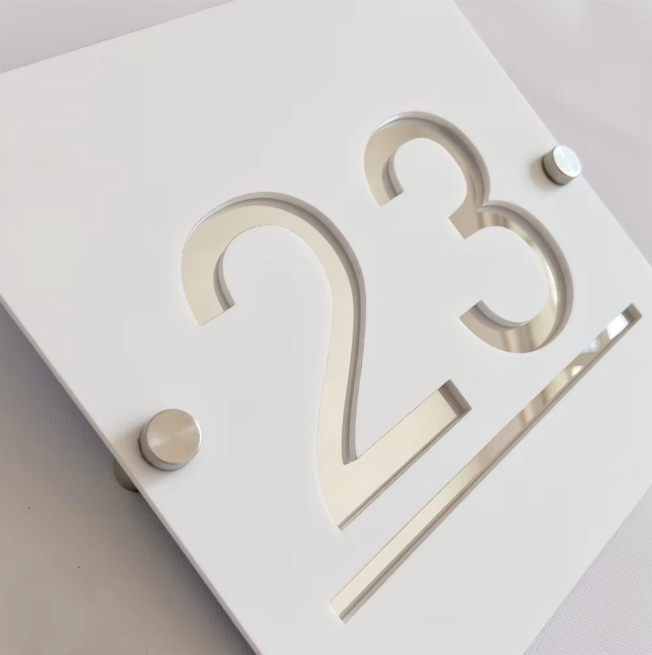 CUSTOM HOUSE SIGN SQUARE NUMBER STREET SIGN ACRYLIC ADDRESS DOOR WALL PLAQUE
