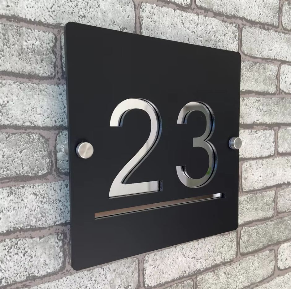 CUSTOM HOUSE SIGN SQUARE NUMBER STREET SIGN ACRYLIC ADDRESS DOOR WALL PLAQUE