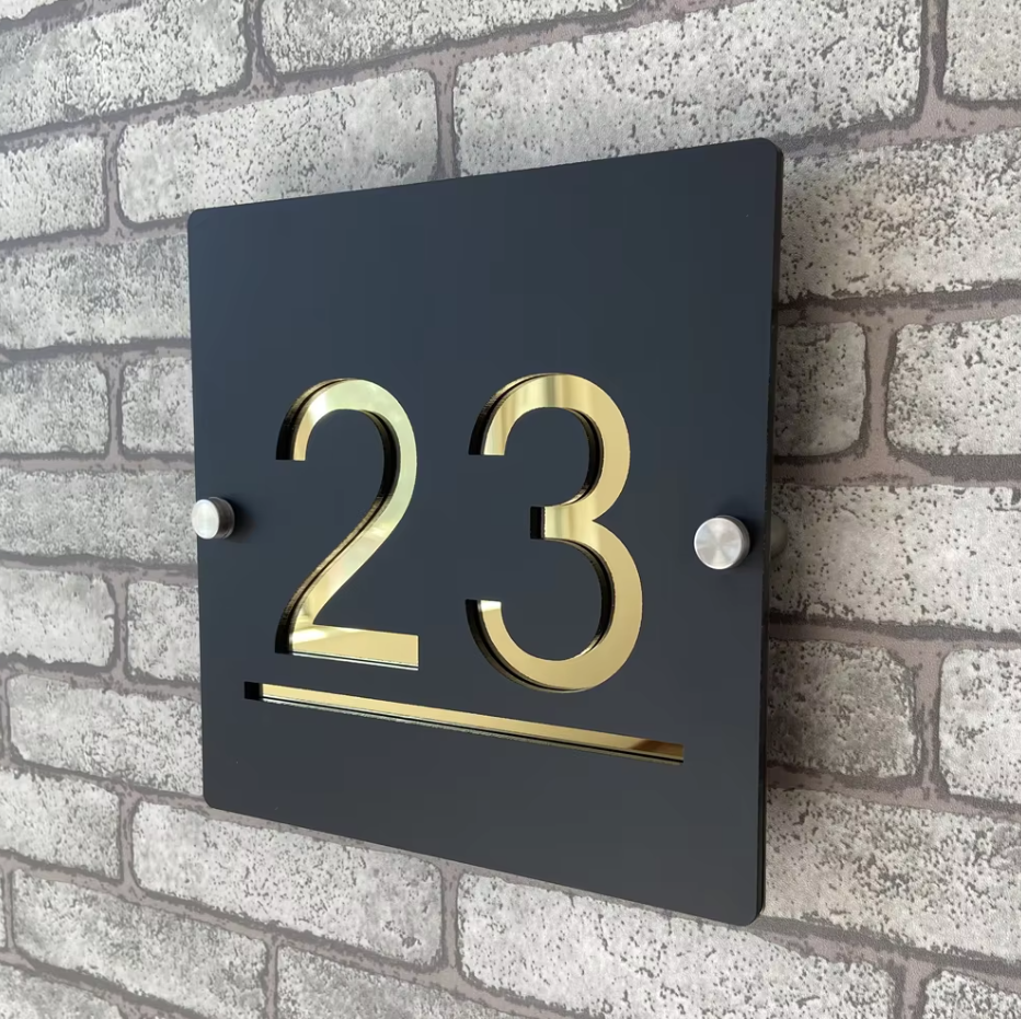 CUSTOM HOUSE SIGN SQUARE NUMBER STREET SIGN ACRYLIC ADDRESS DOOR WALL PLAQUE