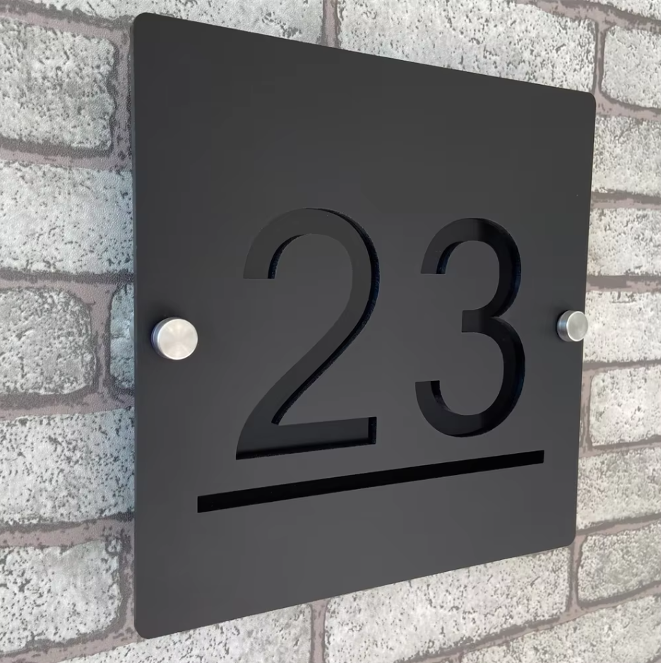 CUSTOM HOUSE SIGN SQUARE NUMBER STREET SIGN ACRYLIC ADDRESS DOOR WALL PLAQUE