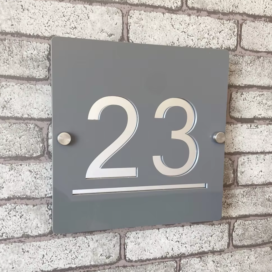 CUSTOM HOUSE SIGN SQUARE NUMBER STREET SIGN ACRYLIC ADDRESS DOOR WALL PLAQUE