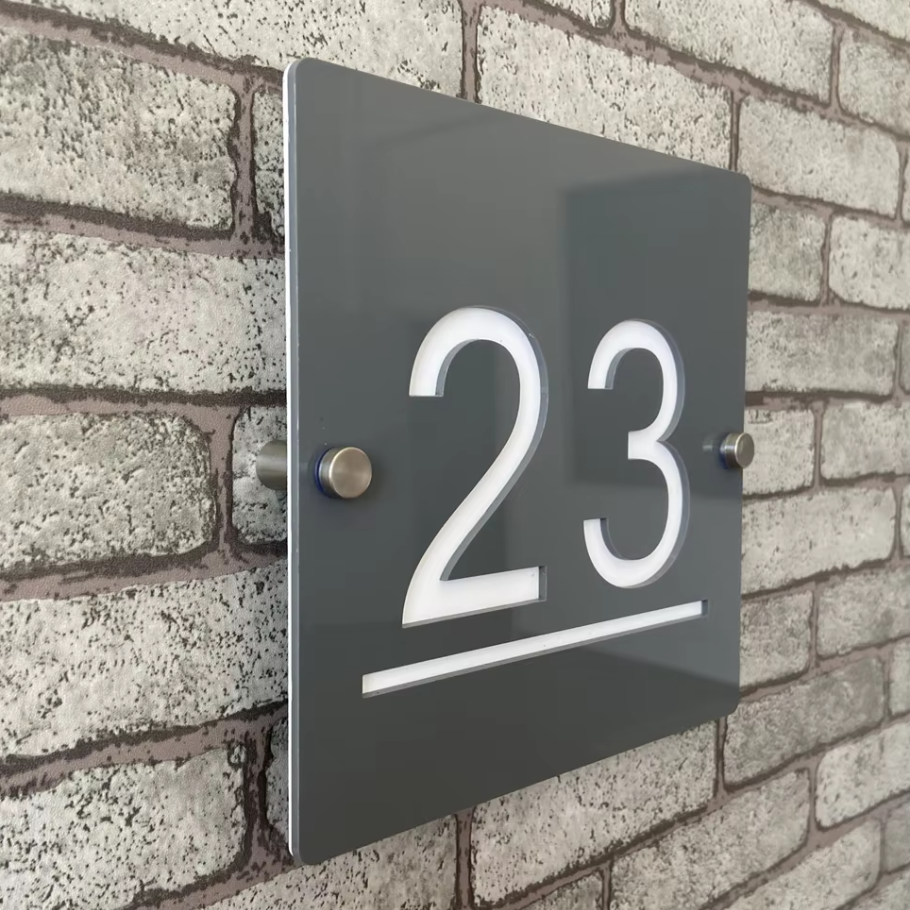 CUSTOM HOUSE SIGN SQUARE NUMBER STREET SIGN ACRYLIC ADDRESS DOOR WALL PLAQUE