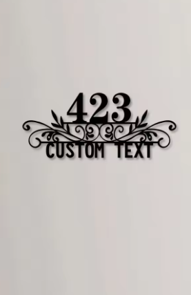 HOUSE SIGN ADDRESS SIGN METAL BLACK POWDER COATED STEEL NUMBER STREET ADDRESS PLAQUE